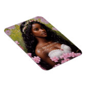 美しい黒人女性ピンクの花 マグネット (右側)