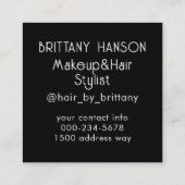 美しい黒人女性ヘアメイクアップスタイリスト スクエア名刺 (裏面)