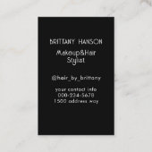 美しい黒人女性ヘアメイクアップスタイリスト 名刺 (裏面)