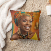 美しい黒人女性ヘッドラップ素晴らし女性 クッション (ブランケット)