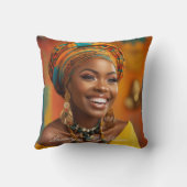 美しい黒人女性ヘッドラップ素晴らし女性 クッション (裏面)