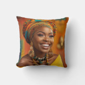 美しい黒人女性ヘッドラップ素晴らし女性 クッション (正面)