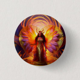 美しい黒人女性金ゴールドドレスハート背景 缶バッジ