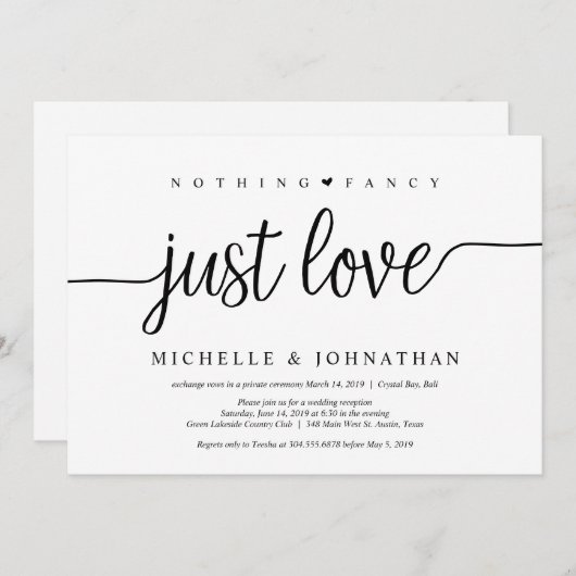 美しい黒何も特別なものはない、ただ愛を、駆け落ち結婚 招待状 (正面/裏面)