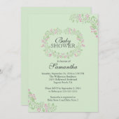 美しい黒板フローラフレームベビーシャワー 招待状 (正面/裏面)