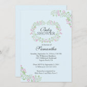 美しい黒板フローラフレームベビーシャワー 招待状 (正面/裏面)