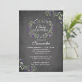 美しい黒板フローラフレームベビーシャワー 招待状 (スタンド正面)