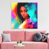 美しい黒檀の女の子抽象芸術 キャンバスプリント (インサイチュ (リビング))
