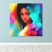美しい黒檀の女の子抽象芸術 キャンバスプリント (インサイチュ (ウッドフロア))