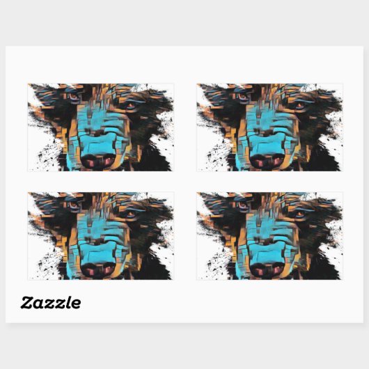 美しい黒熊 長方形シール (シート)