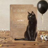 美しい黒猫の誕生日招待状 招待状