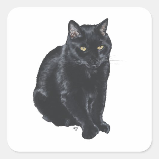 美しい黒猫 スクエアシール (正面)
