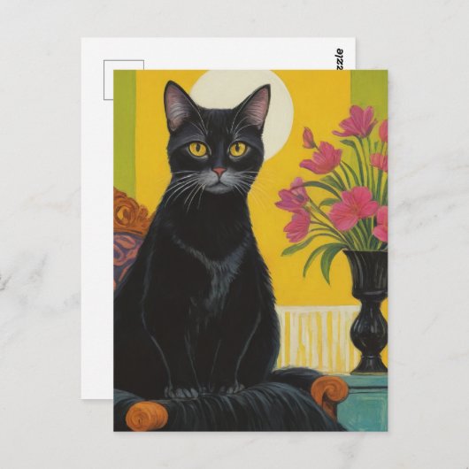美しい黒猫 ポストカード (正面/裏面)