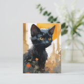 美しい黒猫 ポストカード (スタンド正面)