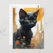 美しい黒猫 ポストカード (正面/裏面)