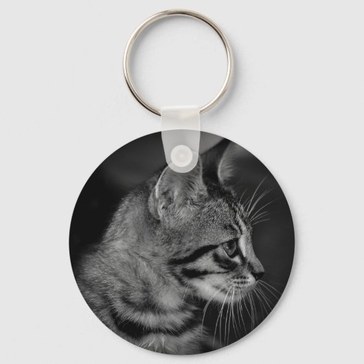 美しい黒白の子猫 キーホルダー (正面)