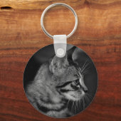 美しい黒白の子猫 キーホルダー (正面)