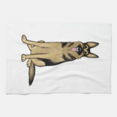 美しい黒褐色のドイツの羊飼い犬 キッチンタオル (横)