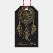 美しい黒金ゴールドドリームキャッチャー曼荼羅 ギフトタグ (正面)