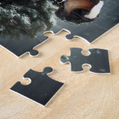 美しい黒馬とリース動物 ジグソーパズル (側面)