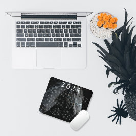 美しい黒馬の写真2024年カレンダー マウスパッド