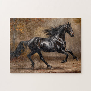 美しい黒馬の油絵 ジグソーパズル