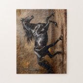 美しい黒馬の油絵 ジグソーパズル (縦)