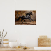 美しい黒馬の油絵 ポスター (キッチン)