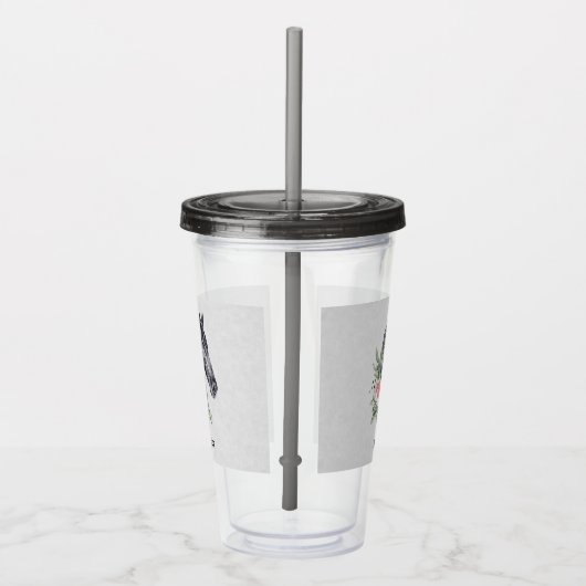 美しい黒馬の頭のポートレート水色 アクリルタンブラー (右)