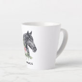 美しい黒馬の頭のポートレート水色 カフェラテマグ (右アングル)