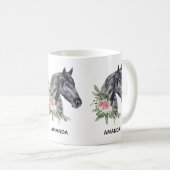 美しい黒馬の頭のポートレート水色 コーヒーマグカップ (正面右)