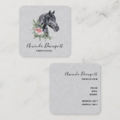 美しい黒馬の頭のポートレート水色 スクエア名刺 (正面/裏面)