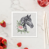 美しい黒馬の頭のポートレート水色 スタンダードカクテルナプキン (インサイチュ)