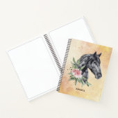 美しい黒馬の頭のポートレート水色 ノートブック (内部)