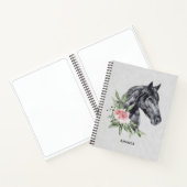 美しい黒馬の頭のポートレート水色 ノートブック (内部)