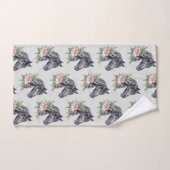 美しい黒馬の頭のポートレート水色 バスタオルセット (ハンドタオル)