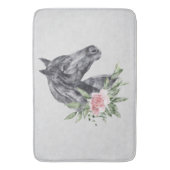 美しい黒馬の頭のポートレート水色 バスマット (正面縦)