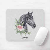 美しい黒馬の頭のポートレート水色 マウスパッド (マウス)