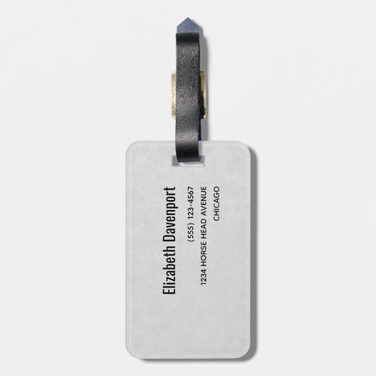 美しい黒馬の頭のポートレート水色 ラゲッジタグ (裏面縦)