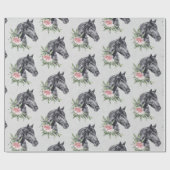 美しい黒馬の頭のポートレート水色 ラッピングペーパー (フラット)