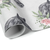 美しい黒馬の頭のポートレート水色 ラッピングペーパー (ロールコーナー)