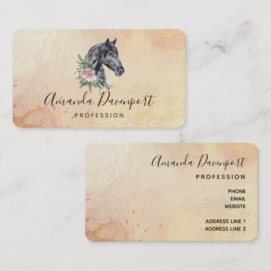 美しい黒馬の頭のポートレート水色 名刺 (正面/裏面)
