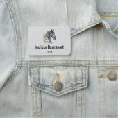 美しい黒馬の頭のポートレート水色 名札 (インサイチュ)