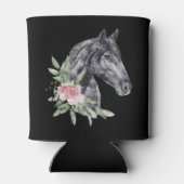 美しい黒馬の頭のポートレート水色 缶クーラー (裏面)