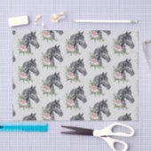 美しい黒馬の頭のポートレート水色 薄葉紙 (クラフト)