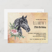 美しい黒馬の頭の水のカラー誕生日 インビテーションポストカード (正面/裏面)