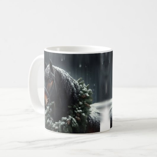 美しい黒馬の馬術の動物の愛 コーヒーマグカップ (正面左)