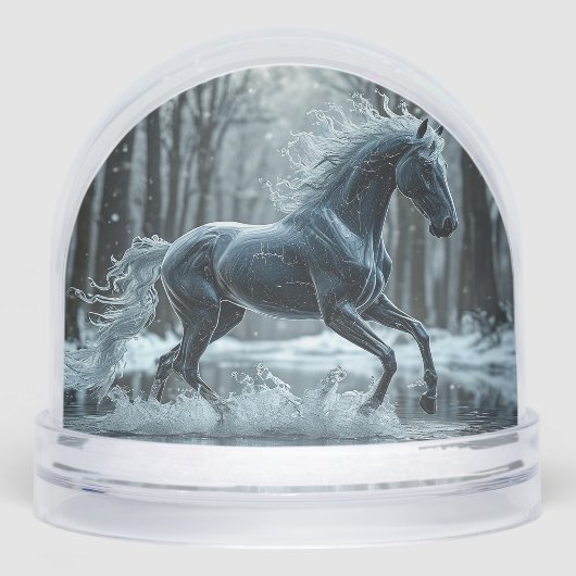 美しい黒馬走の水の中 (正面)