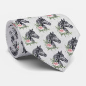 美しい黒馬頭ポートレート水彩 ネクタイ (ロール)