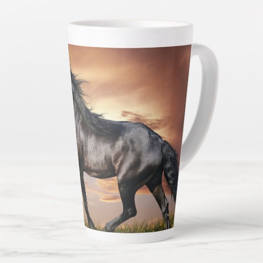 美しい黒馬 カフェラテマグ (右アングル)